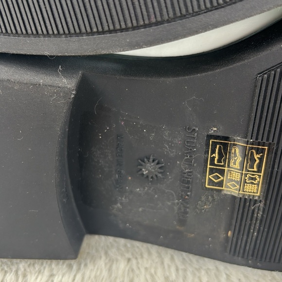 GUC STUART WEITZMAN Lodge Zip Leather Bootie in White Size 8B **defects** Moto - Picture 8 of 11